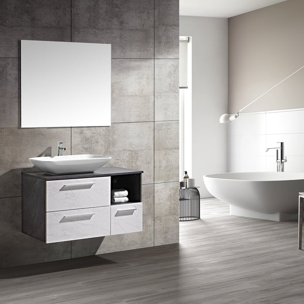 Set Mobile Arredo Bagno London Stone color Bianco 100cm