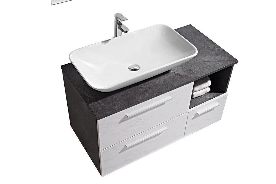 Set Mobile Arredo Bagno London Stone  Bianco Grigio 100