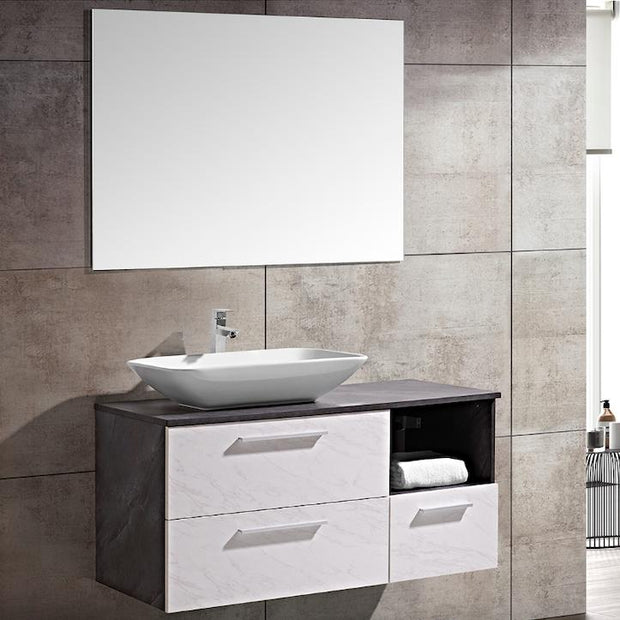 Set Mobile Arredo Bagno London Stone effetto pietra naturale Bianco Grigio 120cm