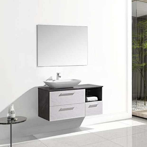 Set Mobile Arredo Bagno London Stone effetto pietra naturale Bianco Grigio 120cm