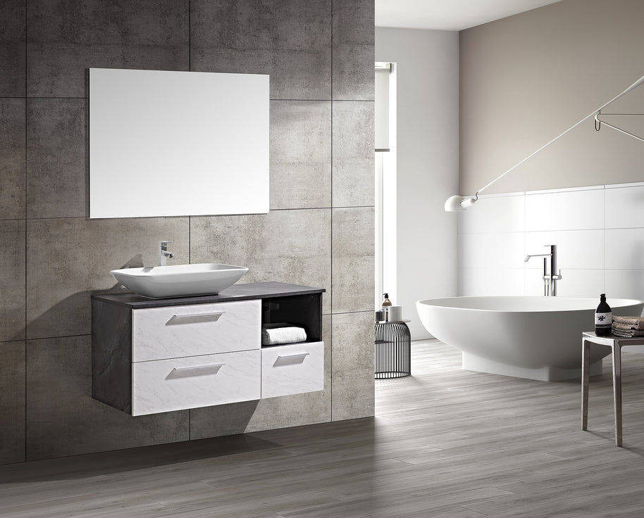 Set Mobile Arredo Bagno London Stone Bianco Grigio 120
