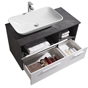Set Mobile Arredo Bagno London Stone Bianco Grigio 120
