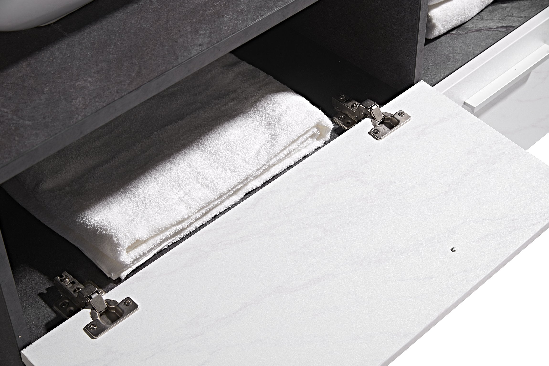 Set Mobile Arredo Bagno London Stone effetto pietra naturale Bianco Grigio 120cm