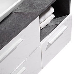 Set Mobile Arredo Bagno London Stone Bianco Grigio 120