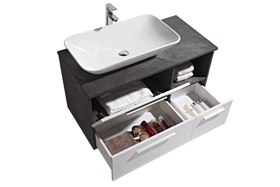 Set Mobile Arredo Bagno London Stone Bianco Grigio 120