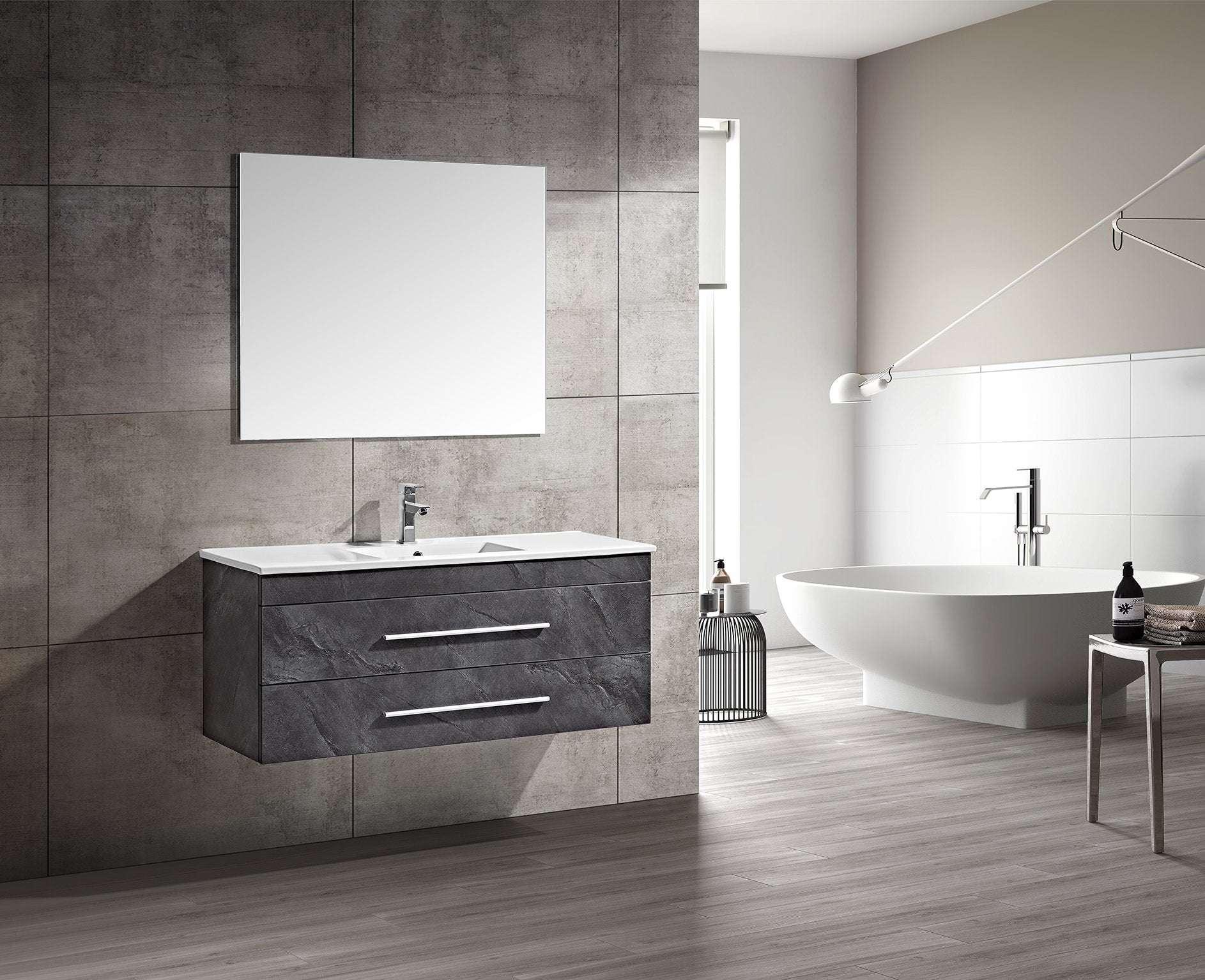Set Mobile Arredo Bagno Urban Stone Grigio antracite 120cm