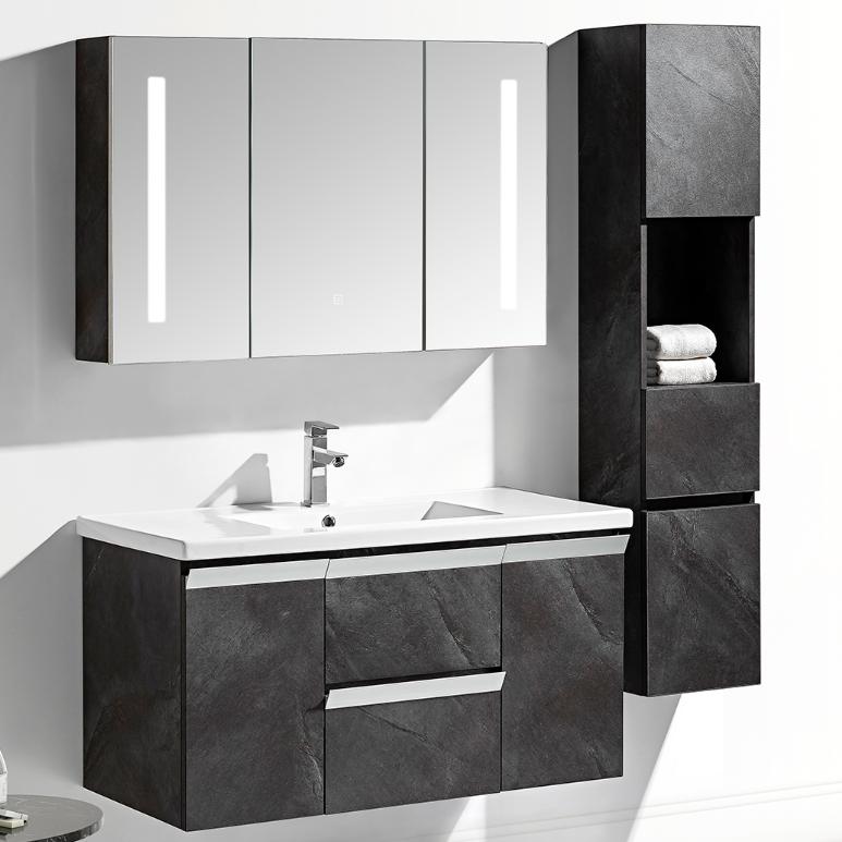 Set Mobile Bagno Venice Stone Grigio antracite 100cm + Colonna
