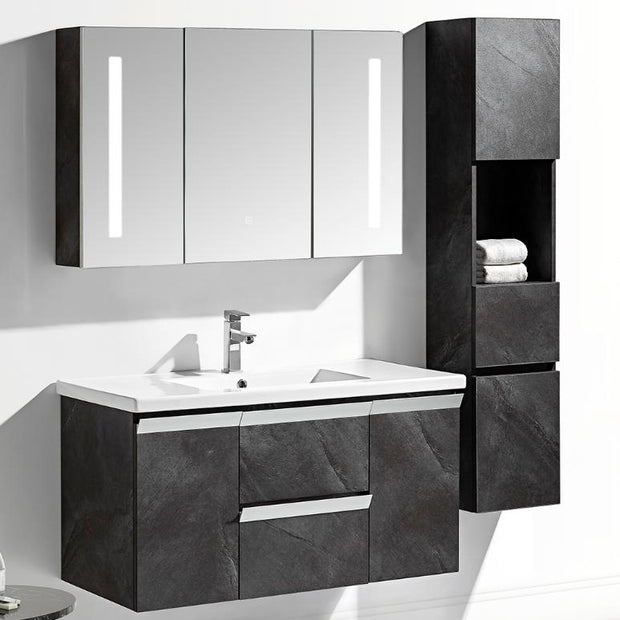 Set Mobile Bagno Venice Stone Grigio antracite 100cm + Colonna