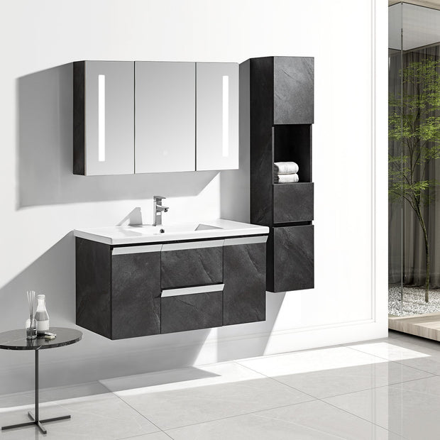 Set Mobile Bagno Venice Stone Grigio antracite 100cm + Colonna