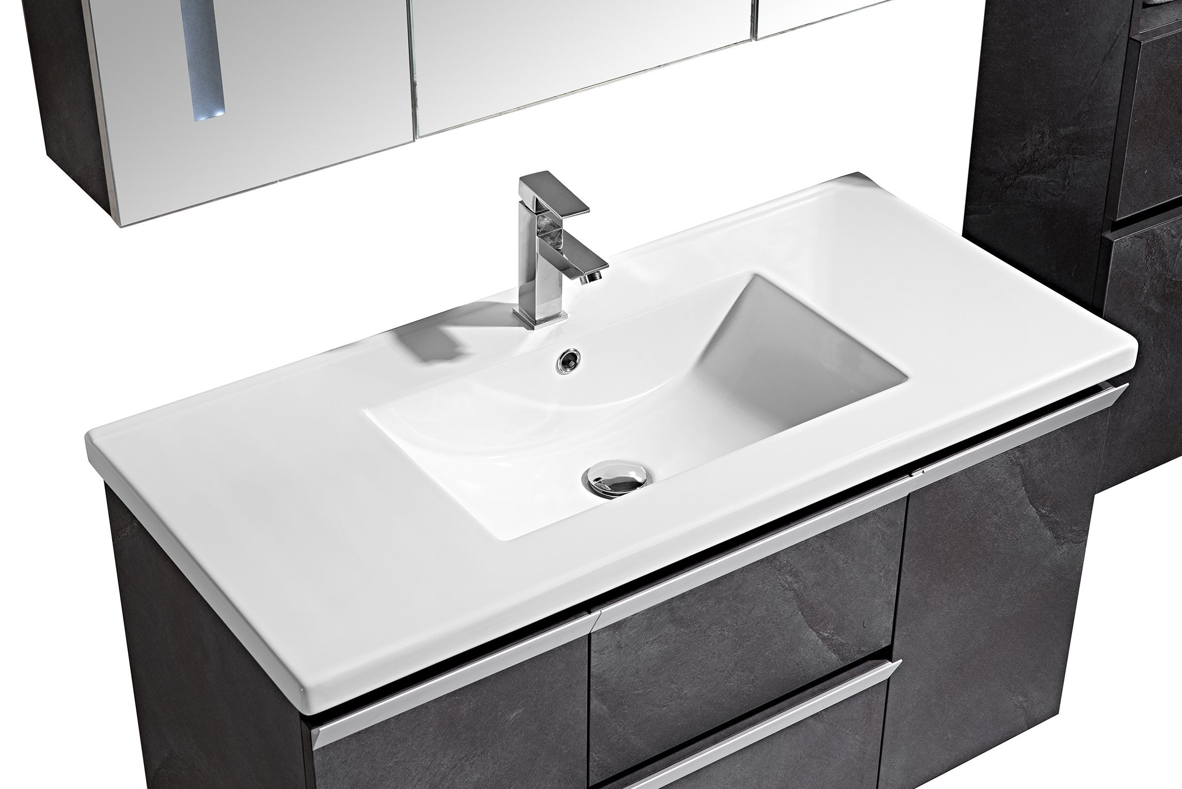 Set Mobile Bagno Venice Stone Grigio antracite 100cm + Colonna