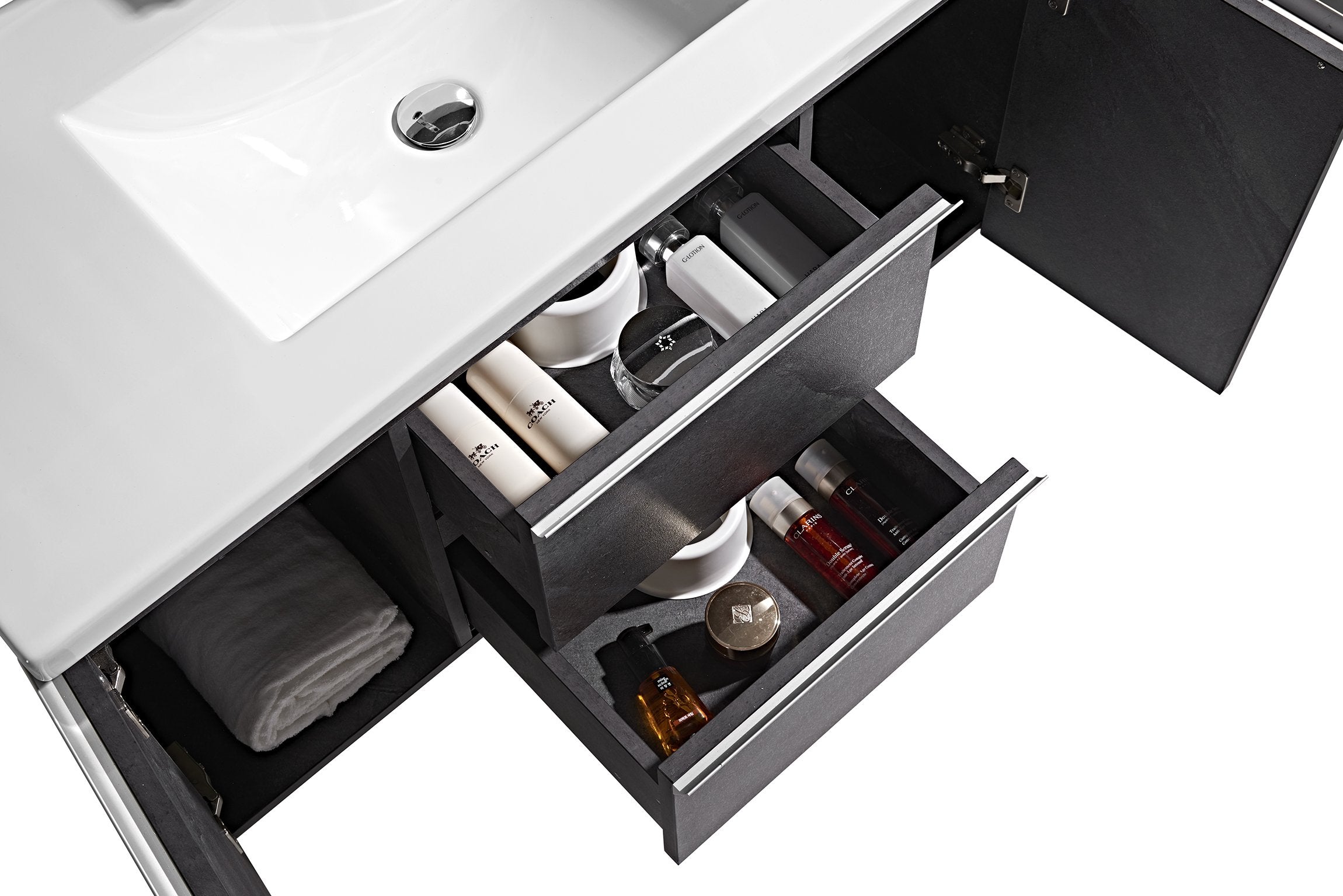 Set Mobile Bagno Venice Stone Grigio antracite 100cm + Colonna