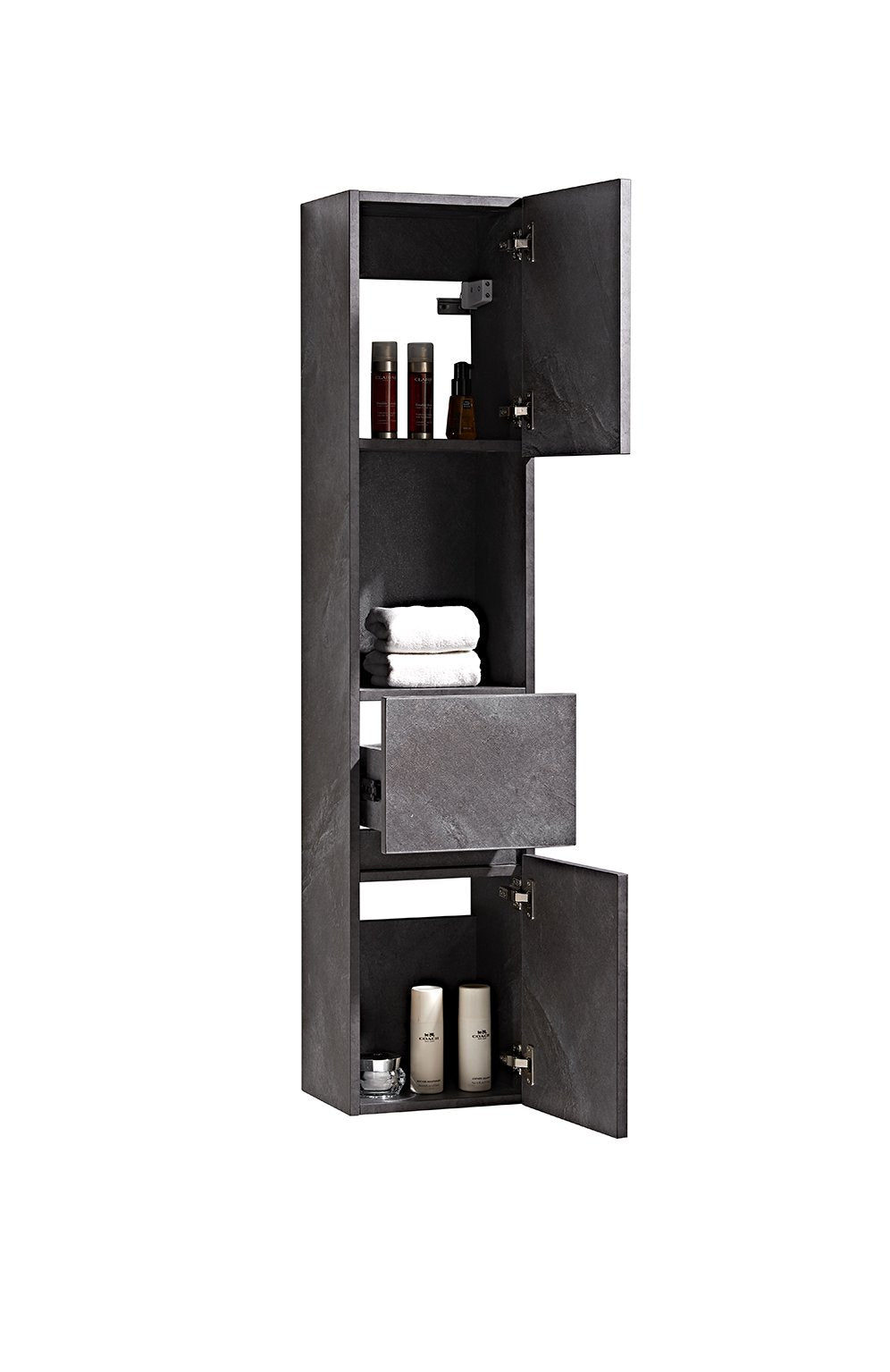 Set Mobile Bagno Venice Stone Grigio antracite 100cm + Colonna