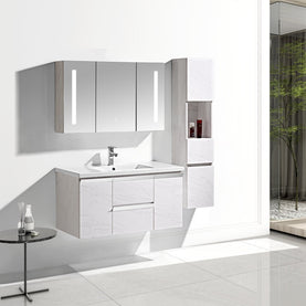 Set Mobile Arredo Bagno Venice Stone Bianco 100cm + Colonna