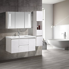 Set Mobile Arredo Bagno Venice Stone Bianco 100cm + Colonna