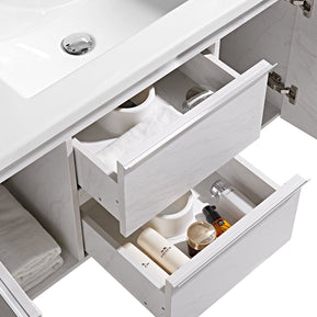 Set Mobile Arredo Bagno Venice Stone Bianco 100cm + Colonna