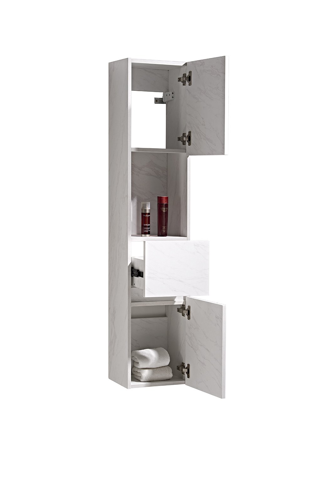 Set Mobile Arredo Bagno Venice Stone Bianco 100cm + Colonna