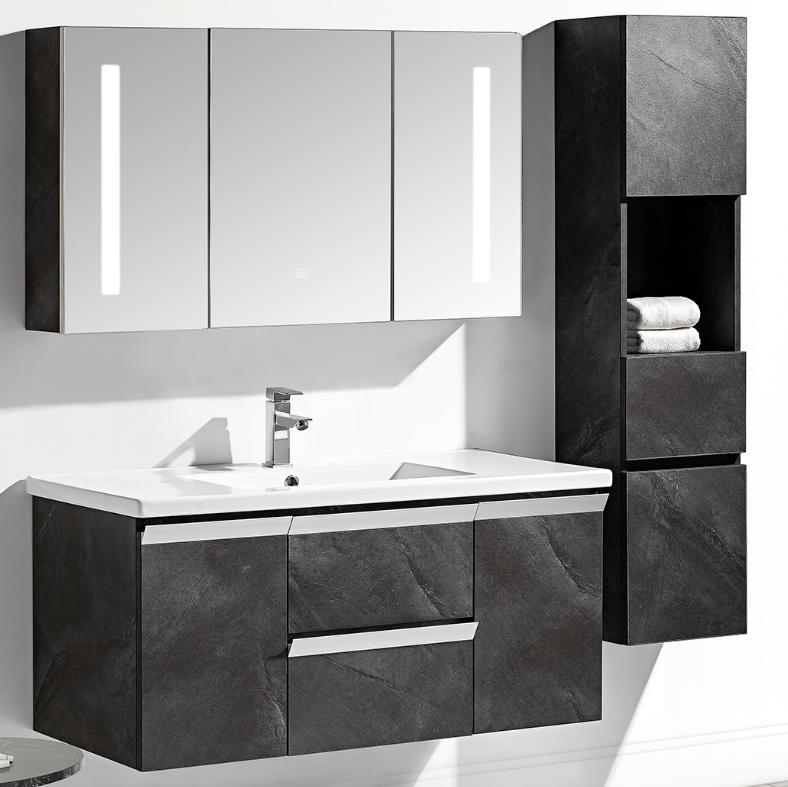 Set Mobile Bagno Venice Stone Grigio antracite 120cm + Colonna