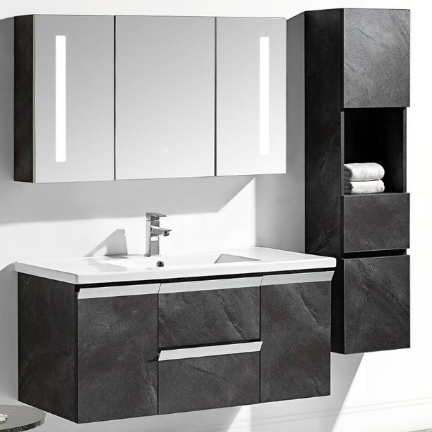 Set Mobile Bagno Venice Stone Grigio antracite 120cm + Colonna