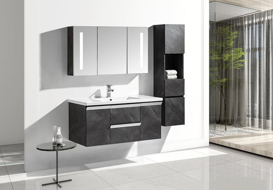 Set Mobile Arredo Bagno Venice Stone Grigio antracite 120cm