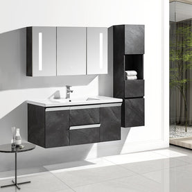 Set Mobile Arredo Bagno Venice Stone Grigio antracite 120cm