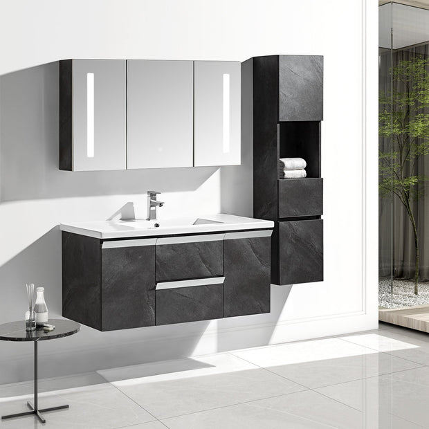 Set Mobile Bagno Venice Stone Grigio antracite 120cm + Colonna