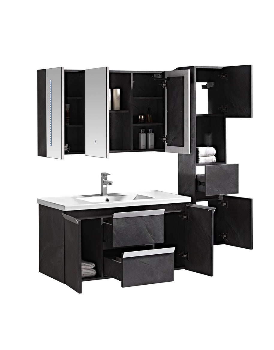 Set Mobile Arredo Bagno Venice Stone Grigio antracite 120cm