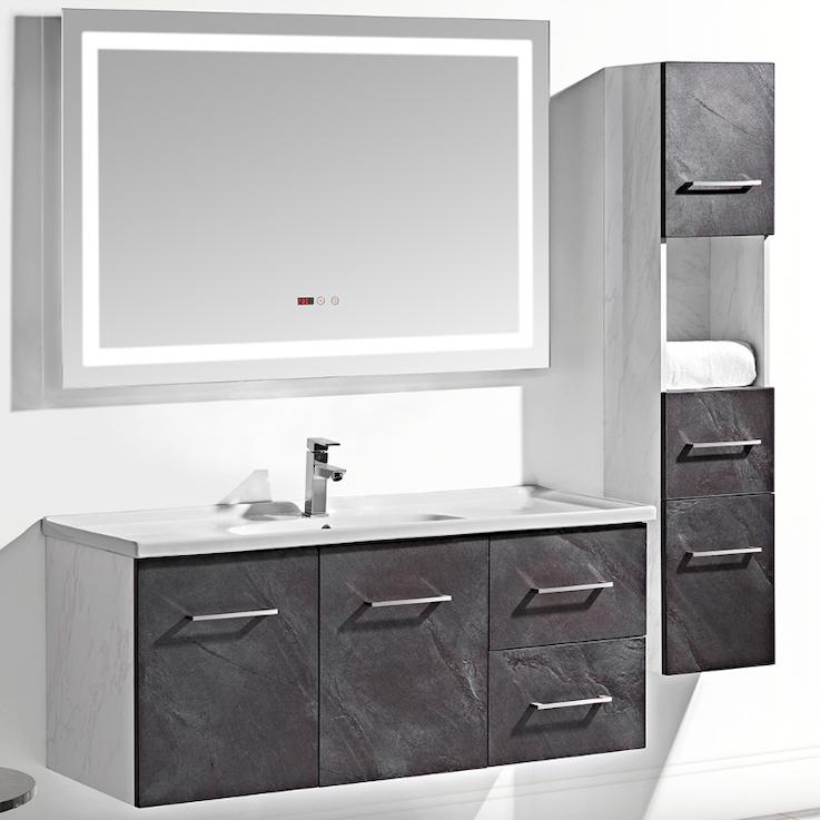 Set Mobile Arredo Bagno Istambul Stone Bianco 120 + Colonna
