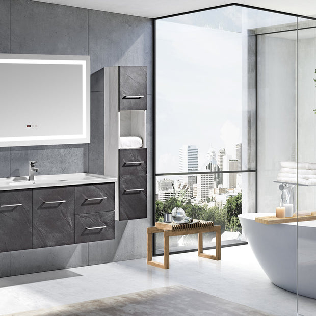 Set Mobile Arredo Bagno Istambul Stone Bianco 120 + Colonna