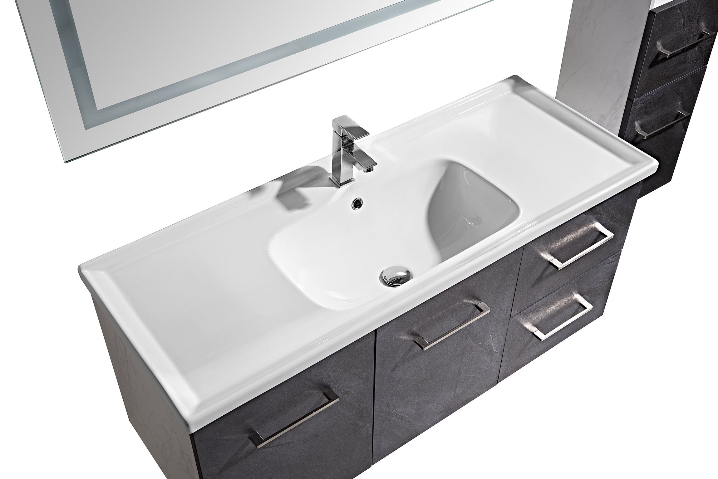 Set Mobile Arredo Bagno Istambul Stone Bianco 120 + Colonna