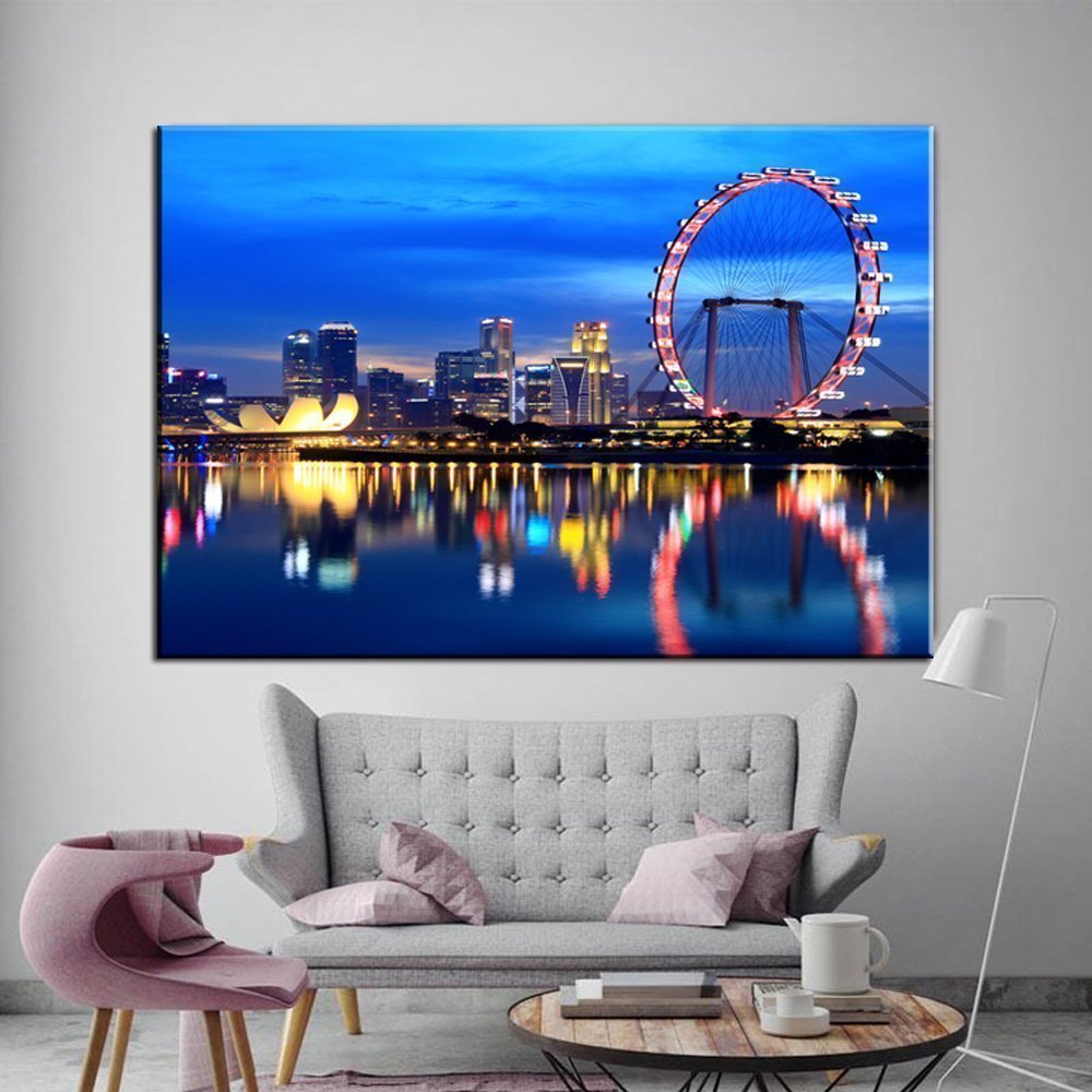 Stampa Quadro Canvas su Tela Retroilluminata con luce a LED Singapore N101