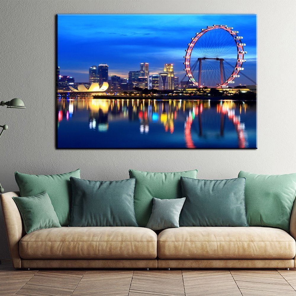 Stampa Quadro Canvas su Tela Retroilluminata con luce a LED Singapore N101