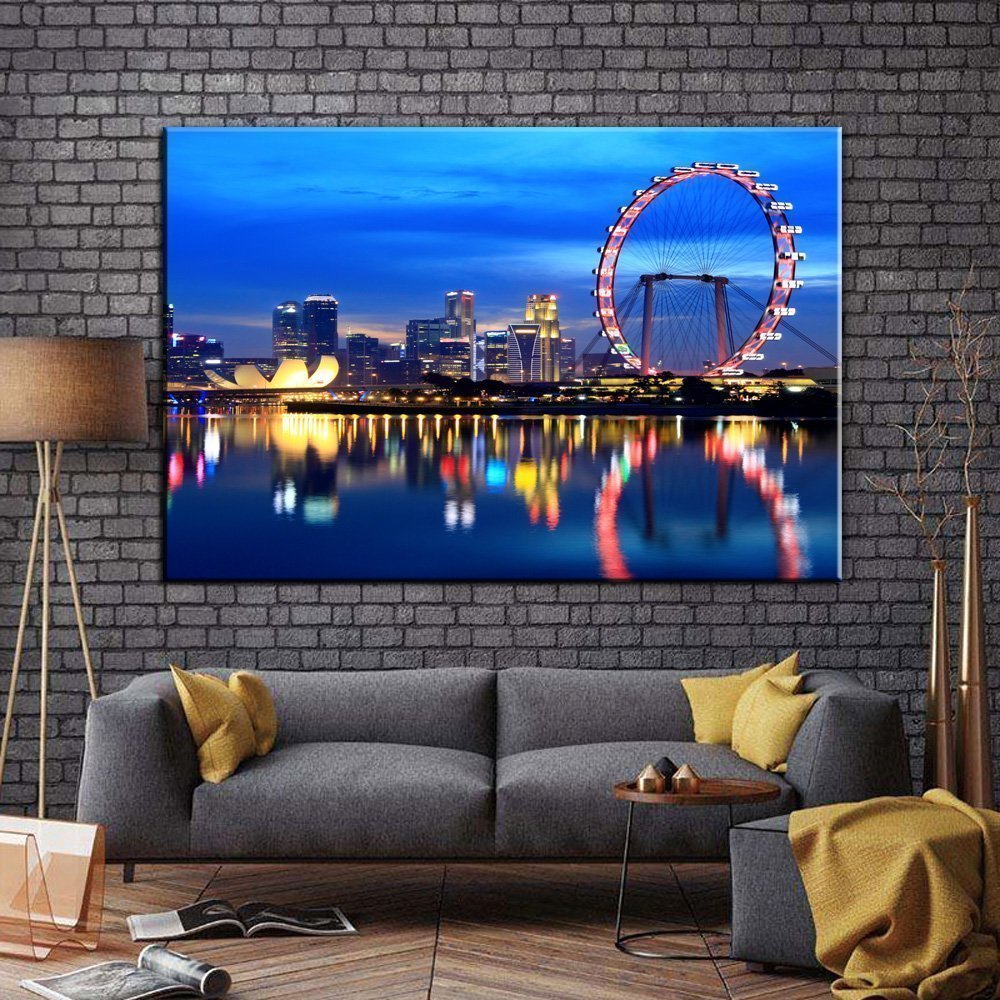 Stampa Quadro Canvas su Tela Retroilluminata con luce a LED Singapore N101