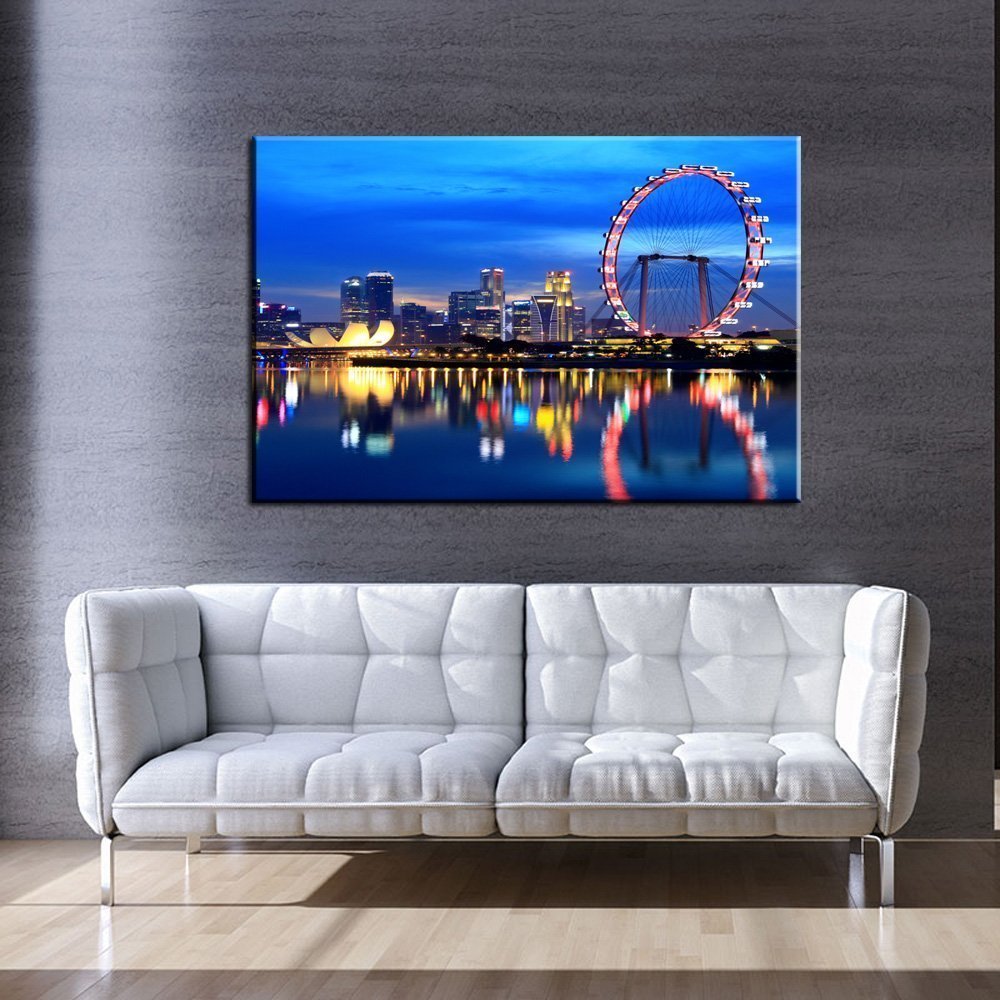 Stampa Quadro Canvas su Tela Retroilluminata con luce a LED Singapore N101