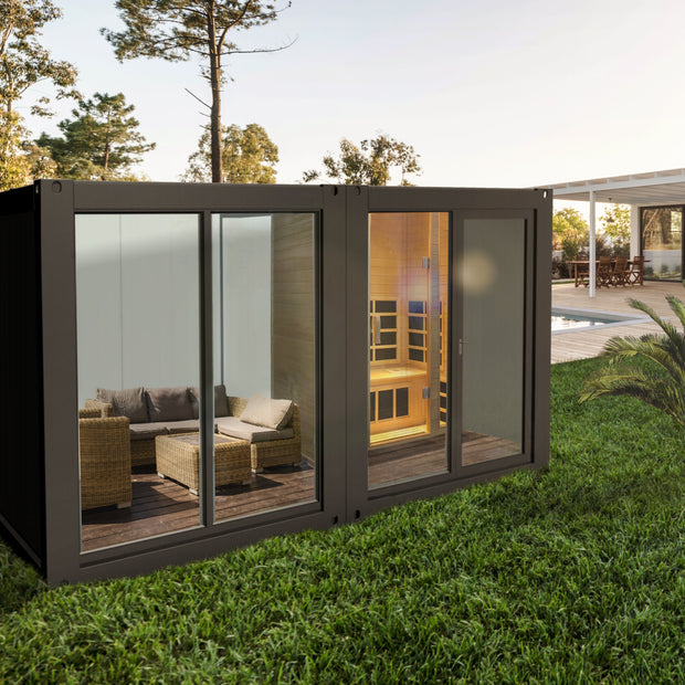 Casetta Prefabbricato Container da Giardino in Acciaio Color Antracite L461xP200xA250 cm