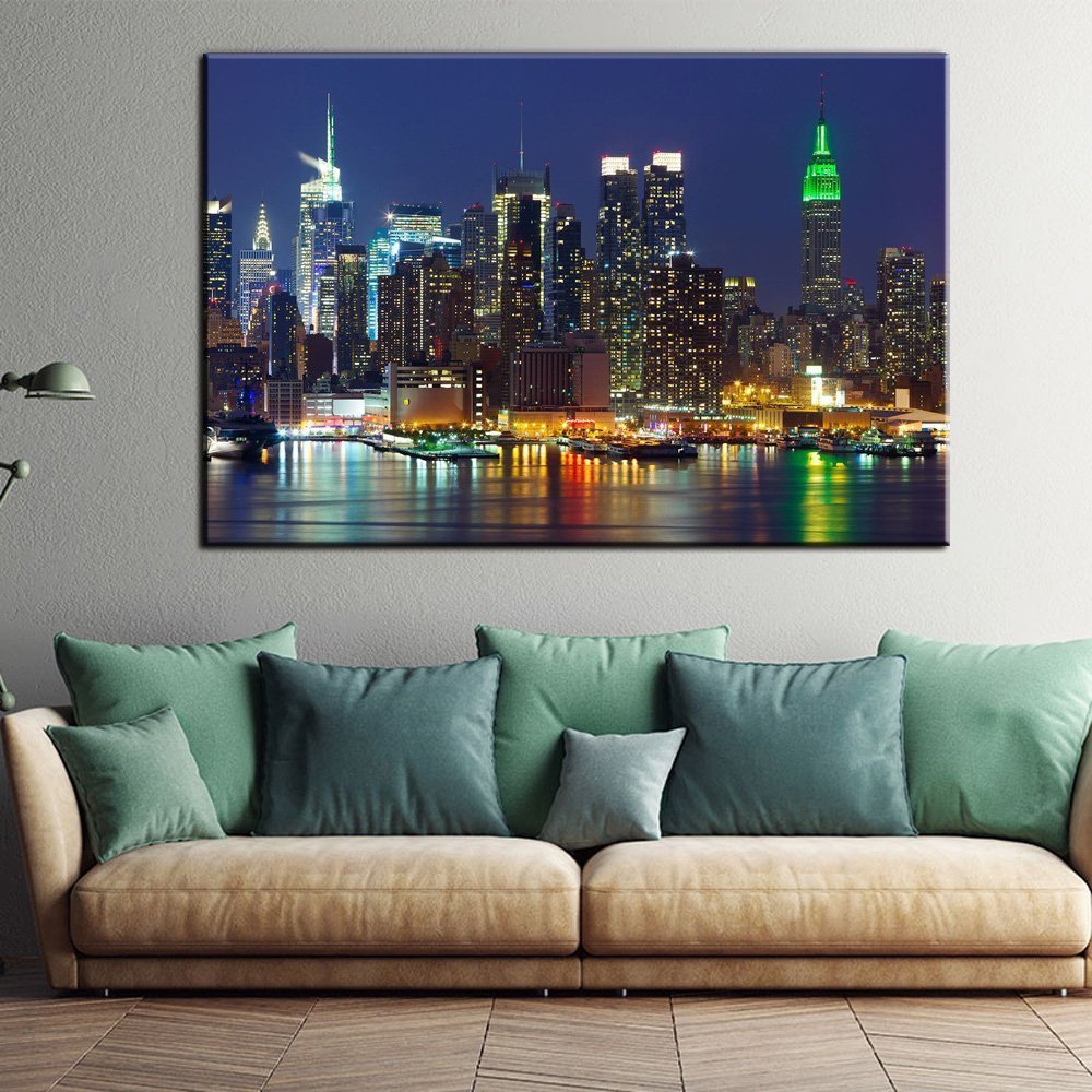 Stampa Quadro Canvas su Tela Retroilluminata con luce a LED di Manhattan City N105
