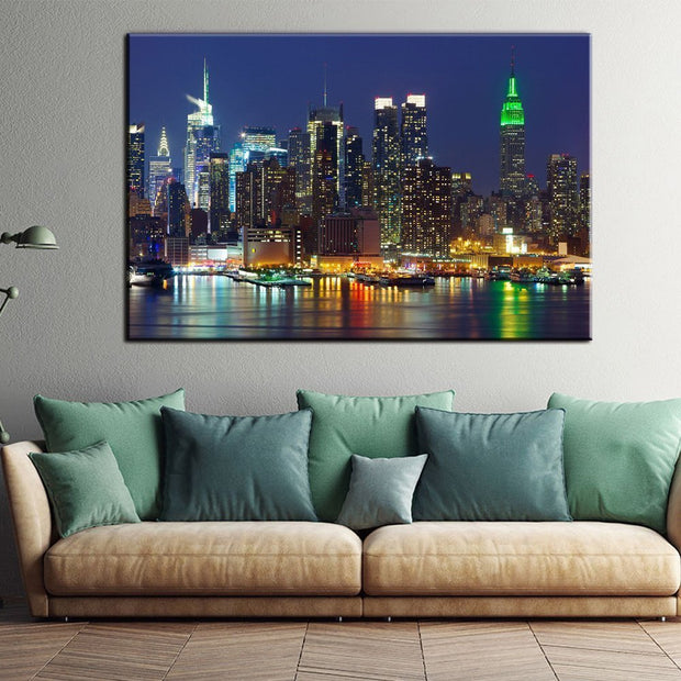 Stampa Quadro Canvas su Tela Retroilluminata con luce a LED di Manhattan City N105