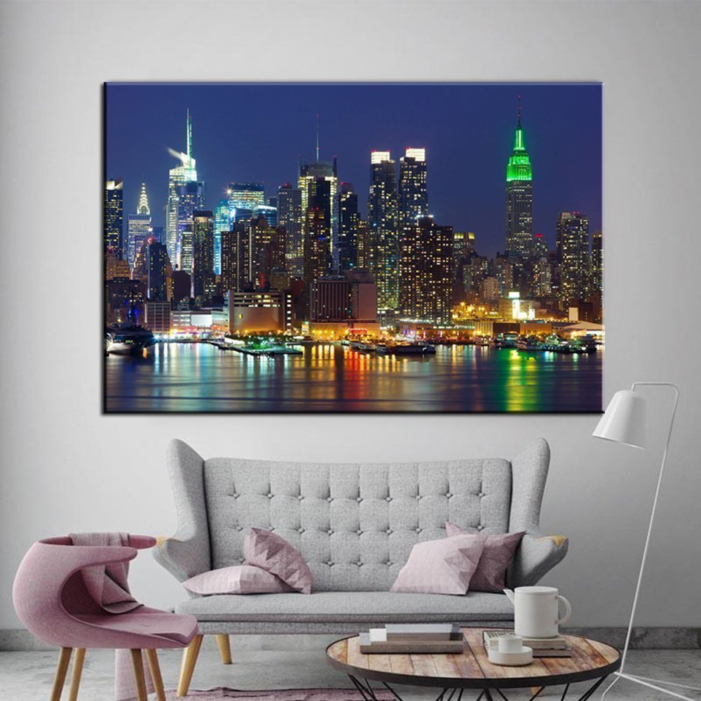 Stampa Quadro Canvas su Tela Retroilluminata con luce a LED di Manhattan City N105