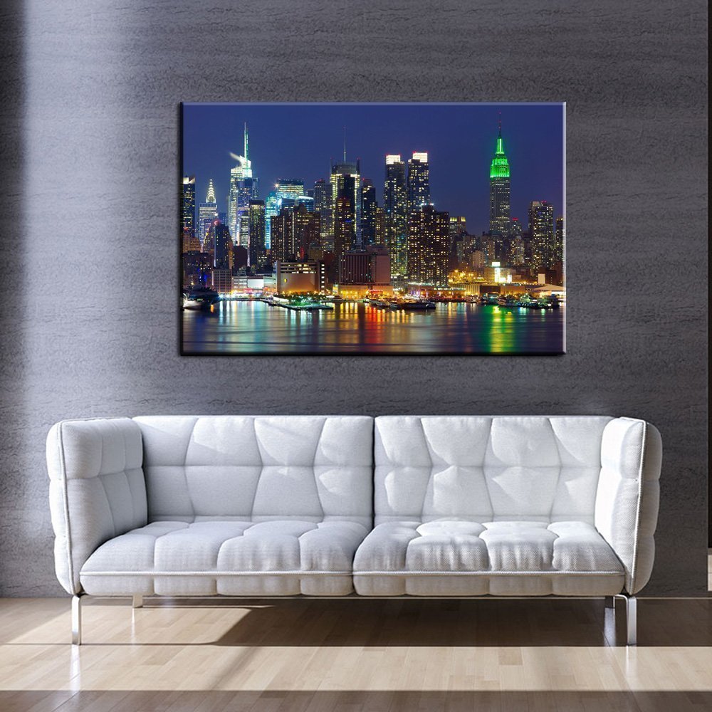 Stampa Quadro Canvas su Tela Retroilluminata con luce a LED di Manhattan City N105