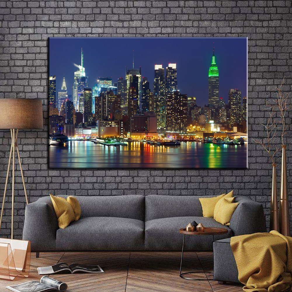 Stampa Quadro Canvas su Tela Retroilluminata con luce a LED di Manhattan City N105