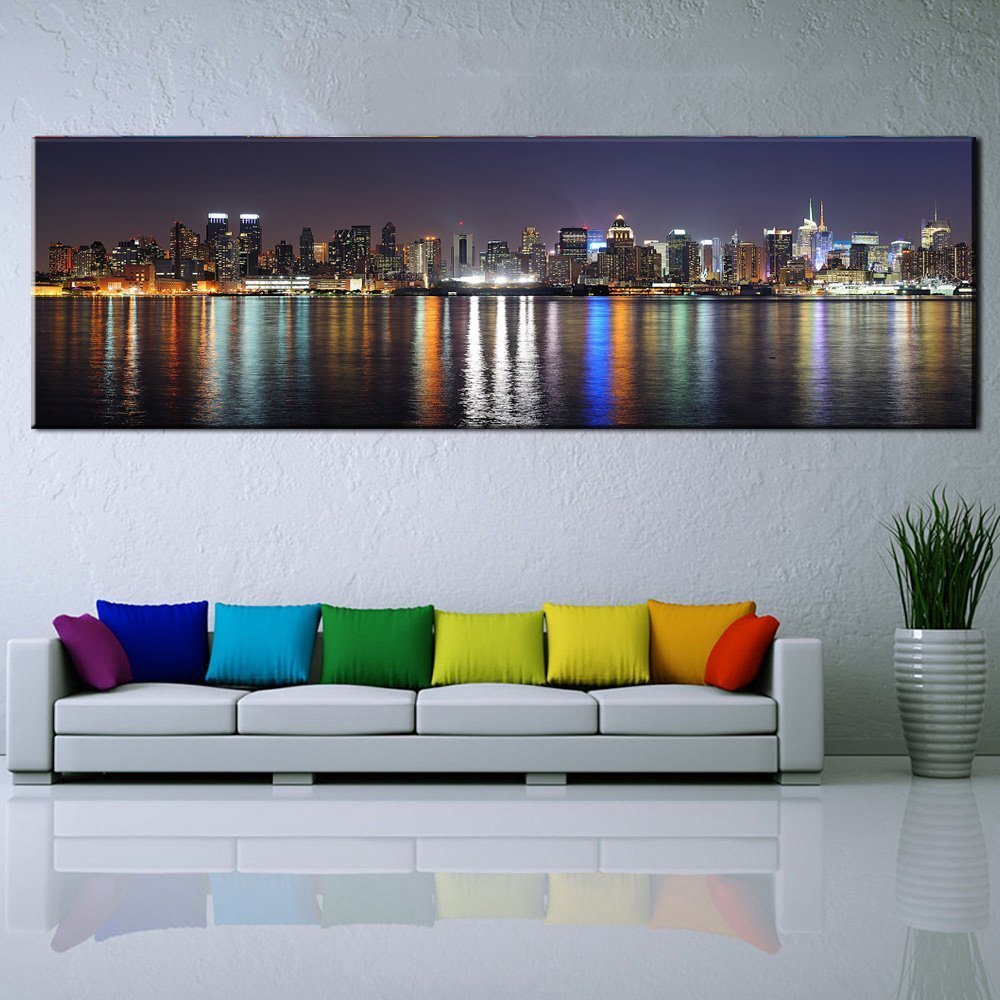 Stampa Quadro Canvas su Tela con luce a LEDi Manhattan City N128