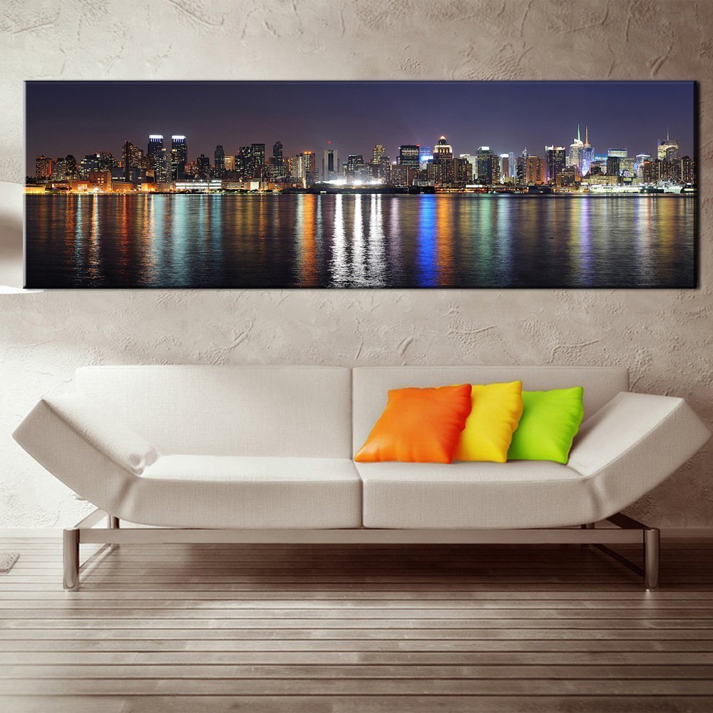 Stampa Quadro Canvas su Tela con luce a LEDi Manhattan City N128