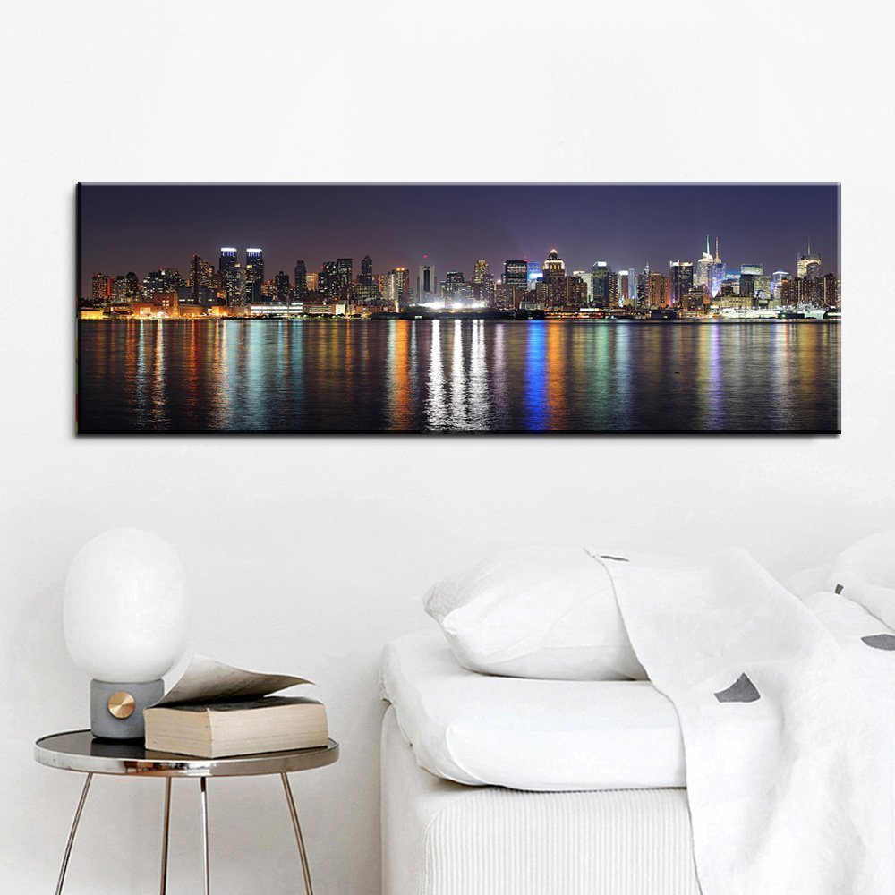 Stampa Quadro Canvas su Tela con luce a LEDi Manhattan City N128