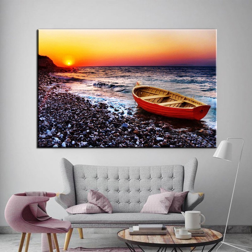 Stampa Quadro Canvas su Tela Retroilluminata con luce a LED di Paesaggio Marittimo  N110