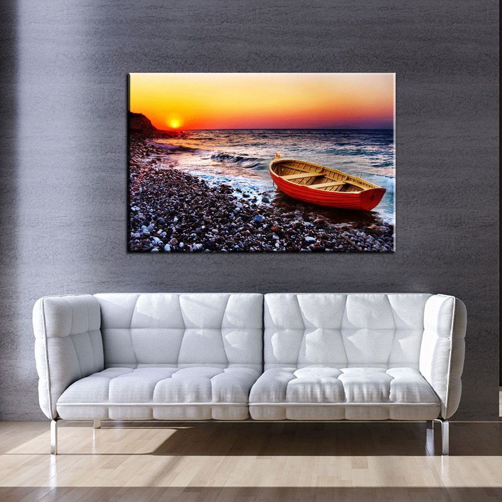 Stampa Quadro Canvas su Tela Retroilluminata con luce a LED di Paesaggio Marittimo  N110
