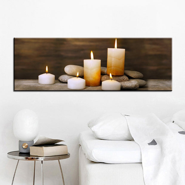 Stampa Quadro Canvas su Tela Retroilluminata con luce a LED di Candele Accese N113
