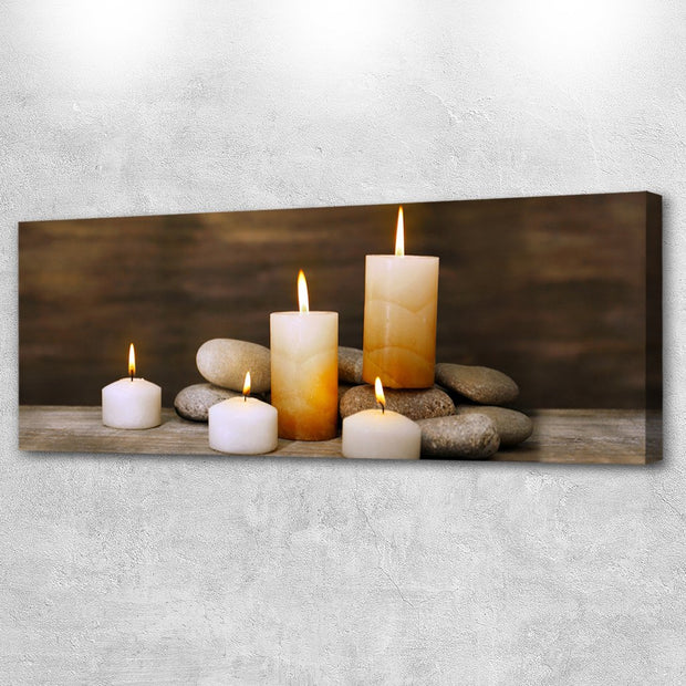 Stampa Quadro Canvas su Tela Retroilluminata con luce a LED di Candele Accese N113