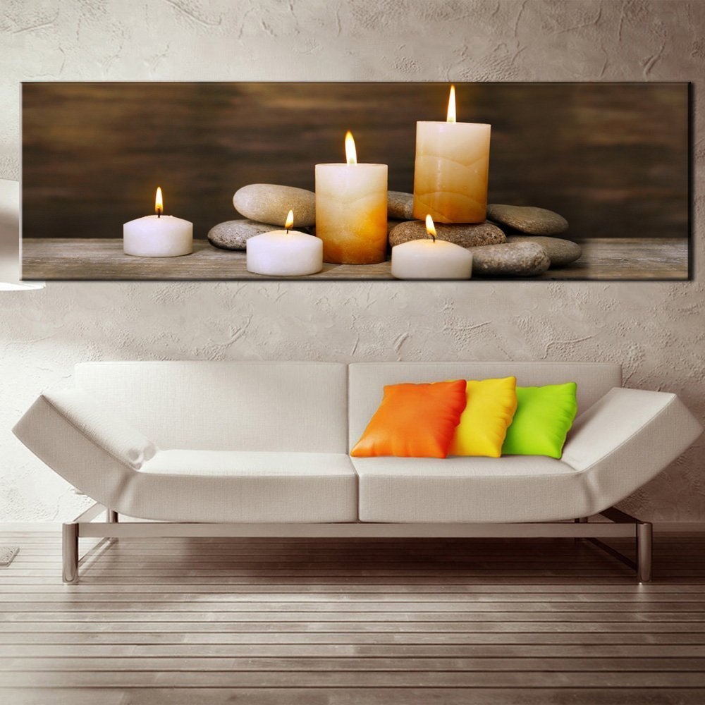 Stampa Quadro Canvas su Tela Retroilluminata con luce a LED di Candele Accese N113