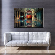 Stampa Quadro Canvas su Tela Retroilluminata con luce a LED Paesaggio urbano di Lisbona N114