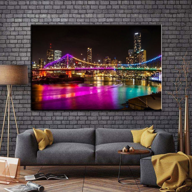 Stampa Quadro Canvas su Tela Retroilluminata con luce a LED The Story Bridge N109