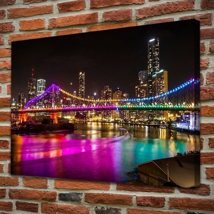 Stampa Quadro Canvas su Tela Retroilluminata con luce a LED The Story Bridge N109